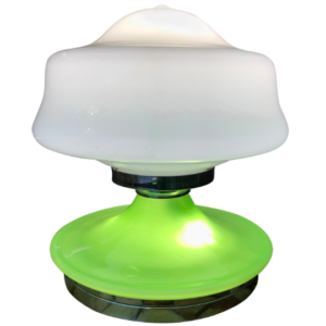 Candeeiro Rare Green and White Opaline Glass Table Lamp, 1970s 1
