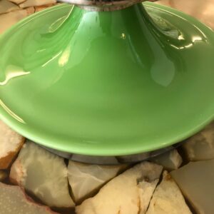 Candeeiro Rare Green and White Opaline Glass Table Lamp, 1970s 4