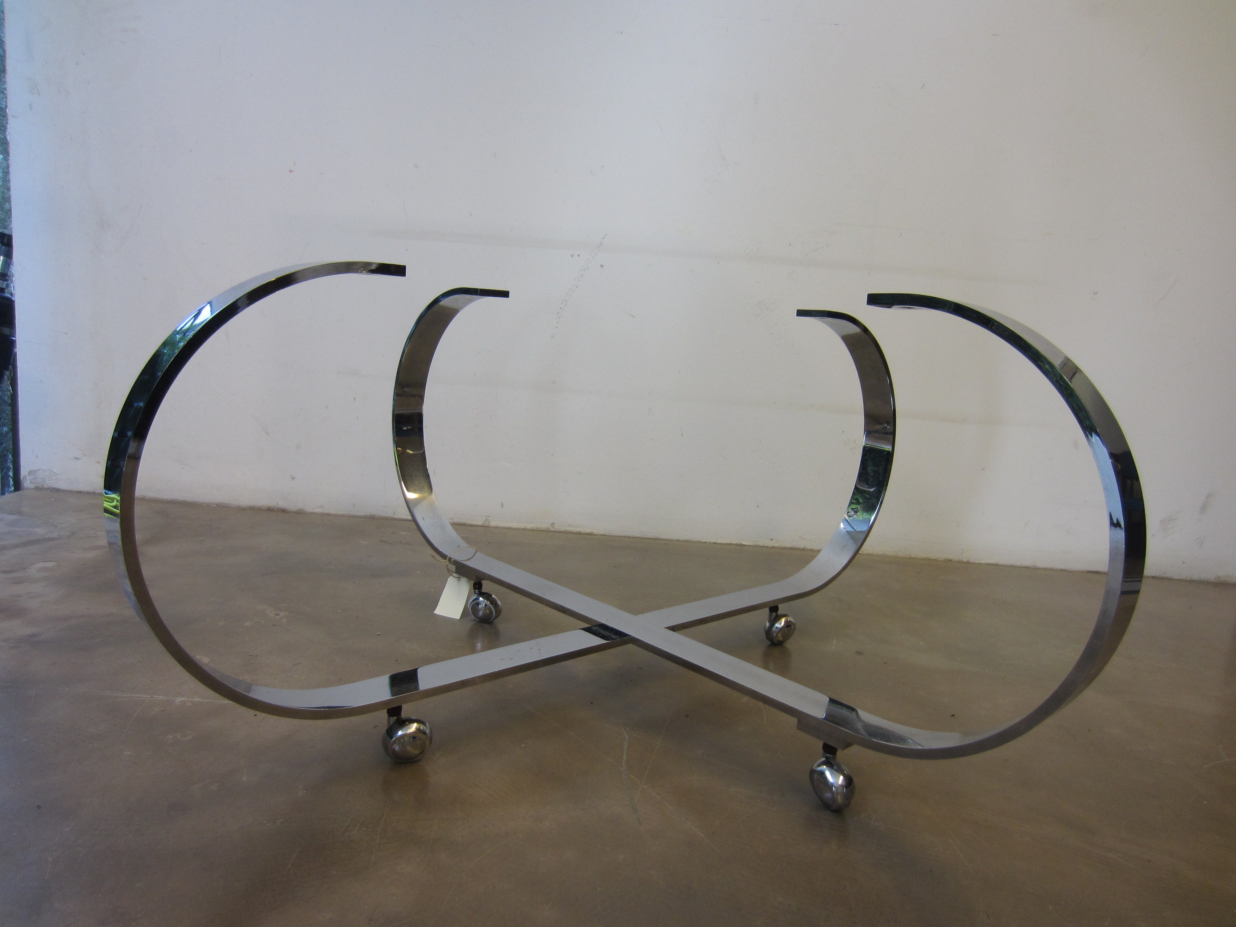 Mesa de centro Coffee Table with Solid Stone Plate Chrome Frame, 1970s 8