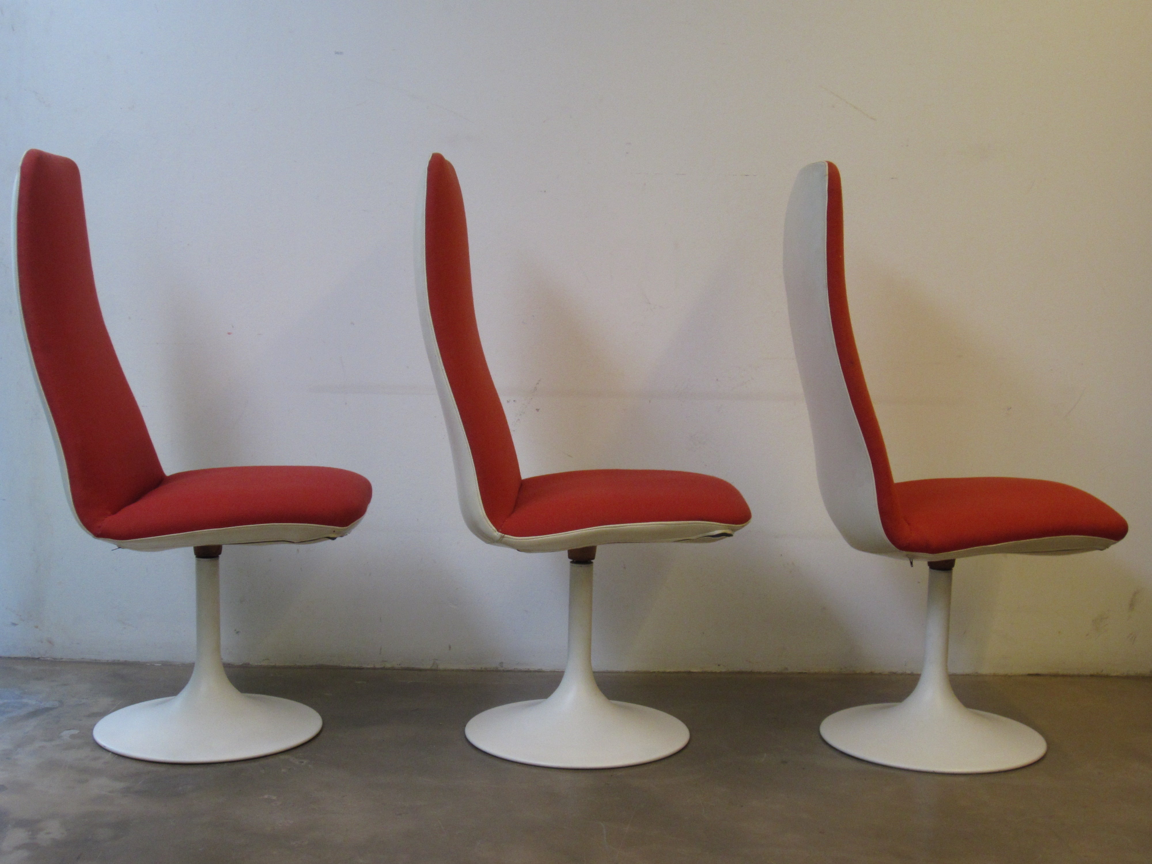 Set cadeiras Tulip Base Red Dinning Chairs, 1970 2