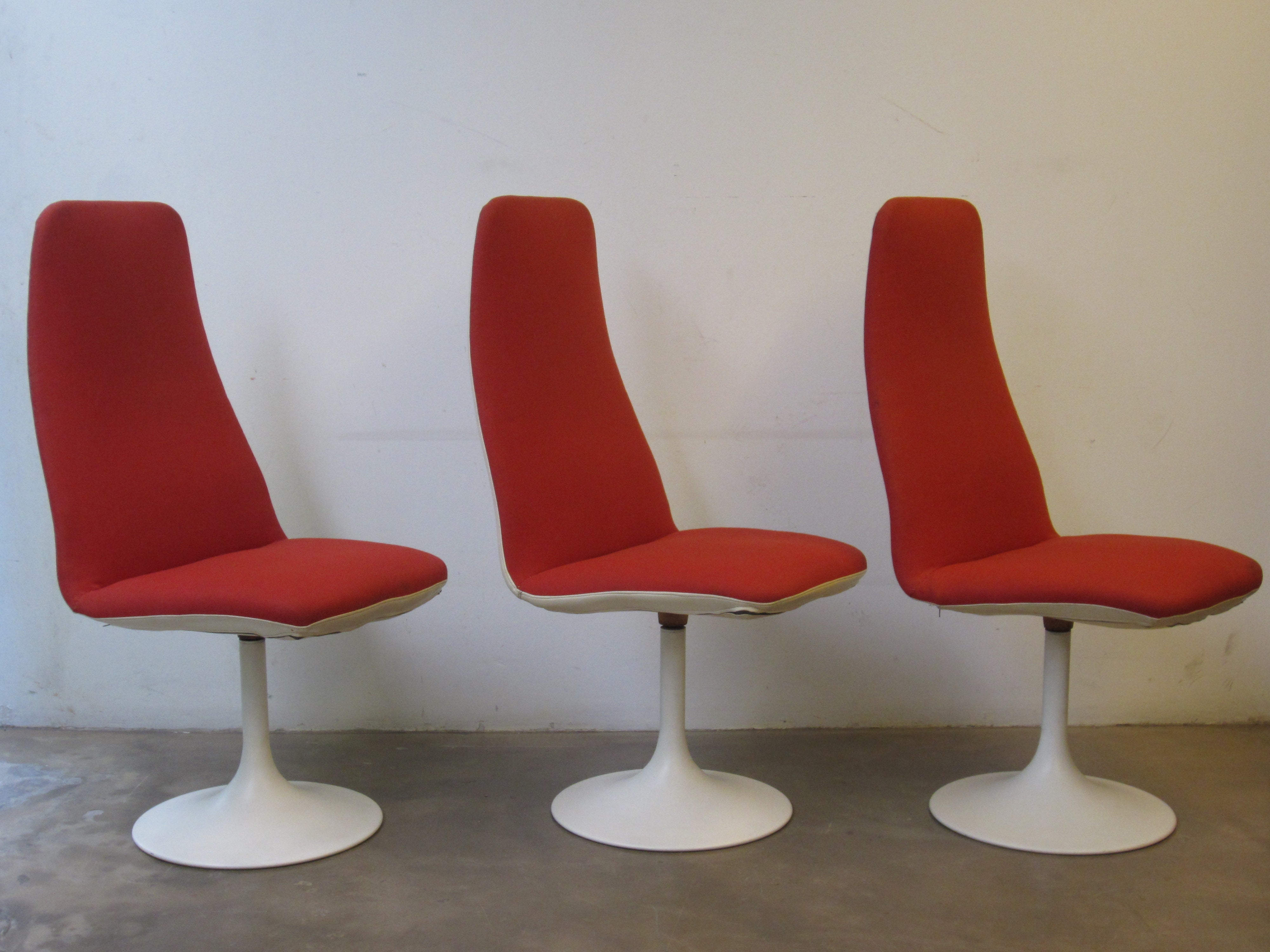 Set cadeiras Tulip Base Red Dinning Chairs, 1970 3